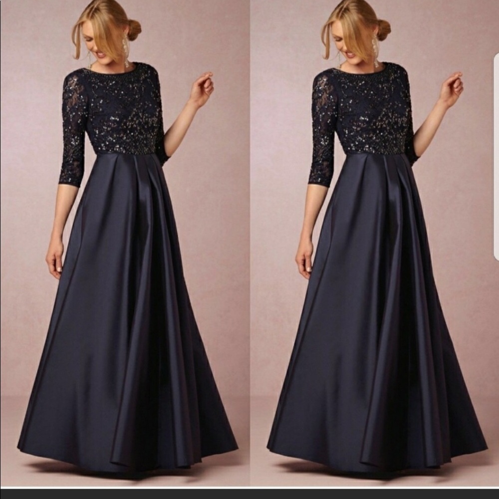 BHLDN Aidan Mattox Navy Gown